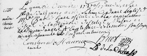 1727 le 15 décembre décés Charles Huet église